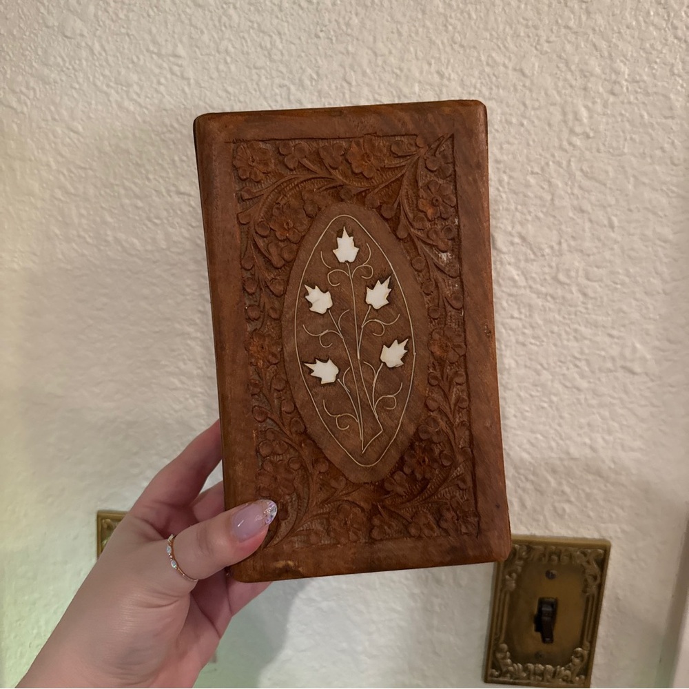 Vintage Hand Carved Wooden Box